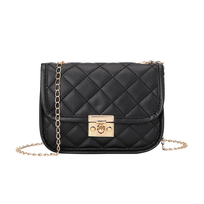 Small square bag embroidered diamond grid women's bag