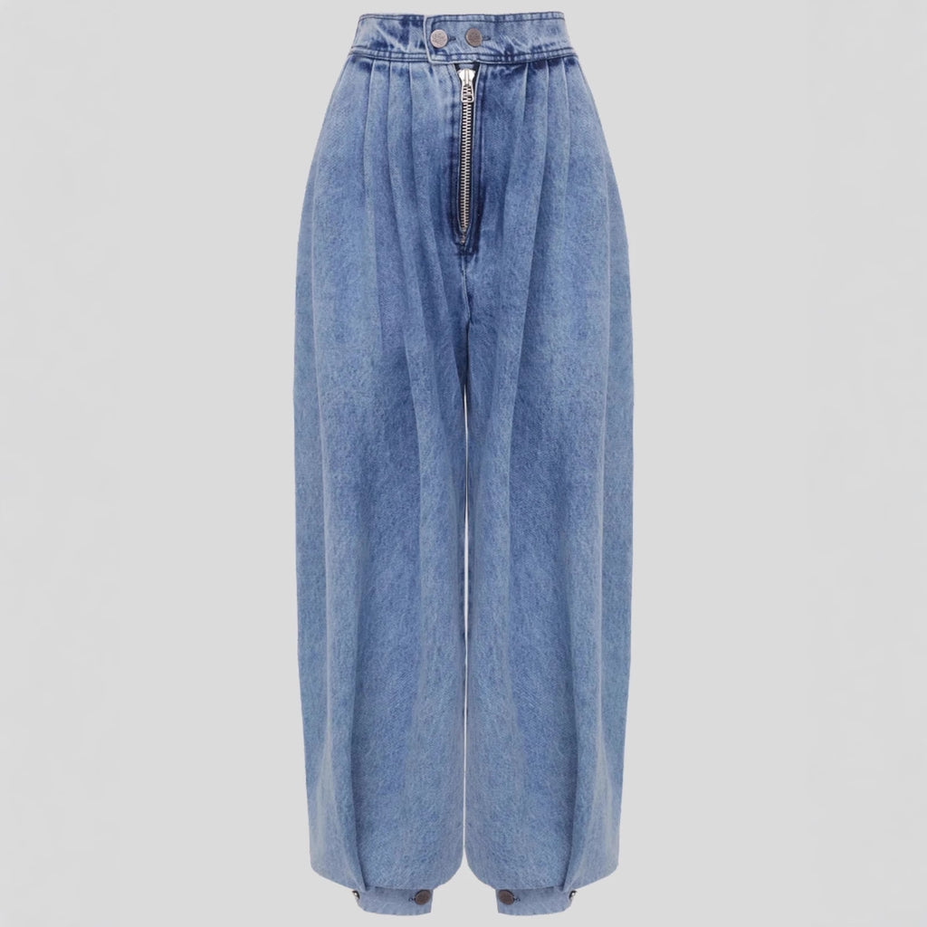 High waisted zipper leg tied jeans for women