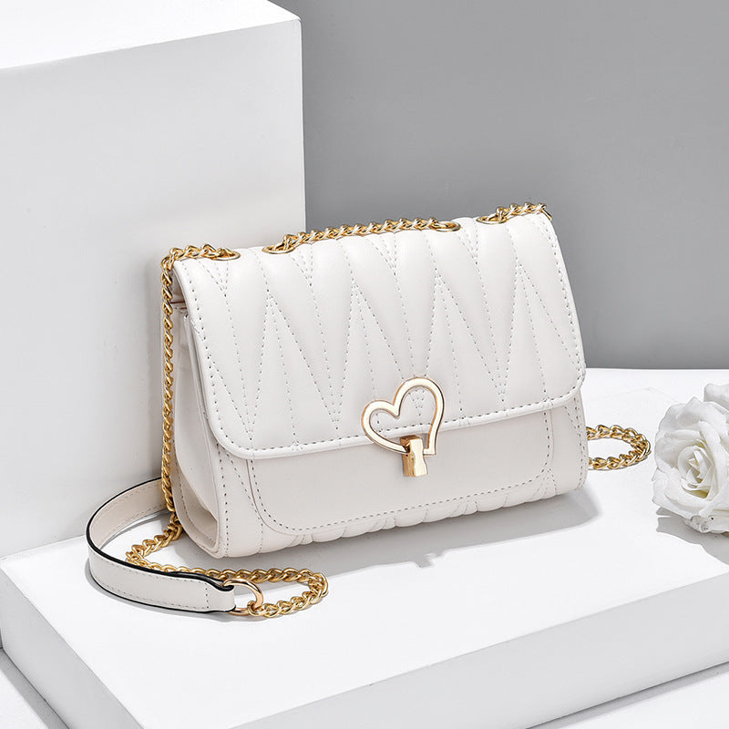 Peach Heart Lock Shoulder Bag Diagonal Cross Bag