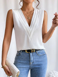 Women's Fashion Summer New Layered V-Neck Solid Color Tank Top for Women