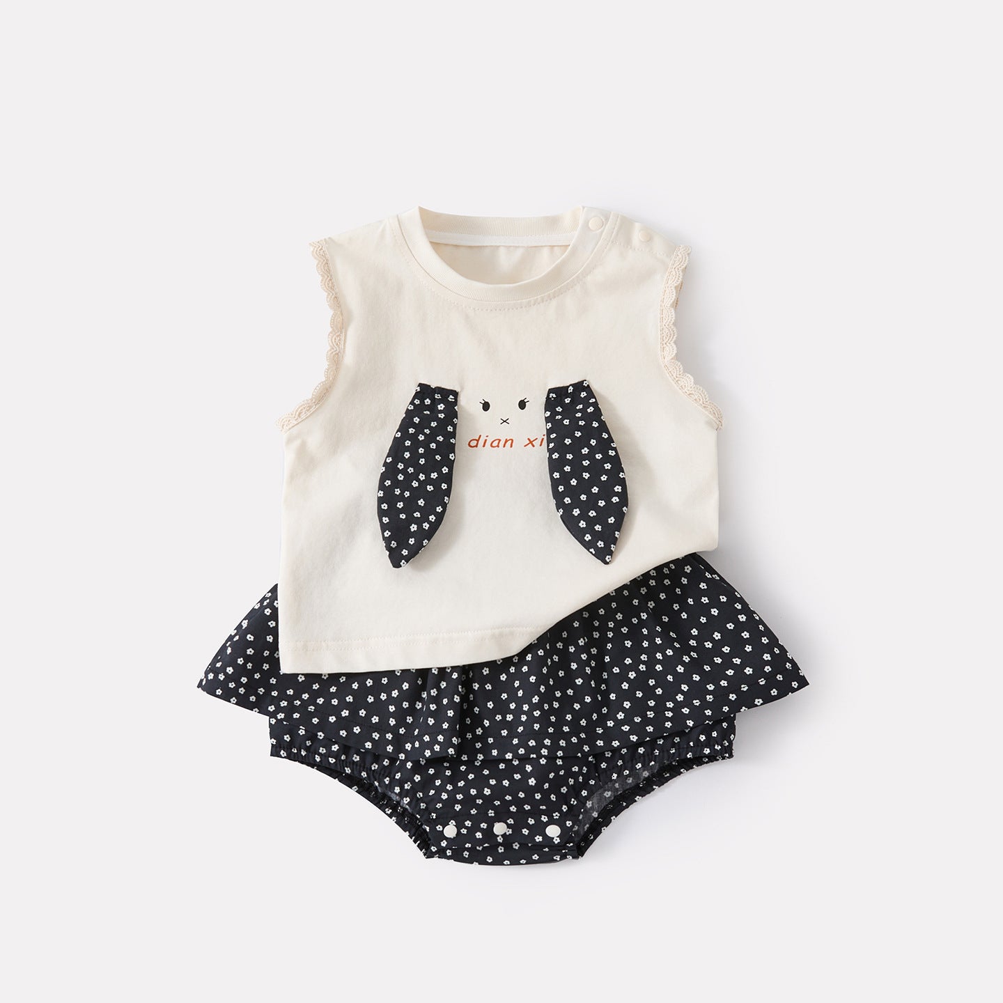 Cute Cartoon Tank Top Set for Toddlers Girls' Casual Cool Floral Romper Two-Piece Outfit