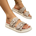 One string double buckle thick soled slippers