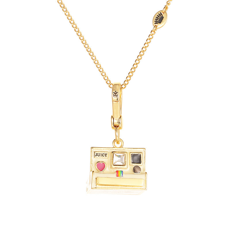 Enamel glazed three-dimensional Polaroid movable camera pendant high-end necklace
