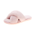 Hairy slippers with crossed rabbit fur and exposed toes