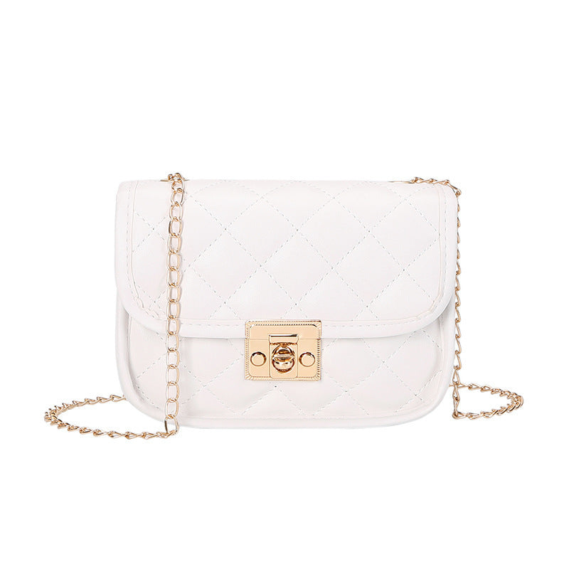 Small square bag embroidered diamond grid women's bag
