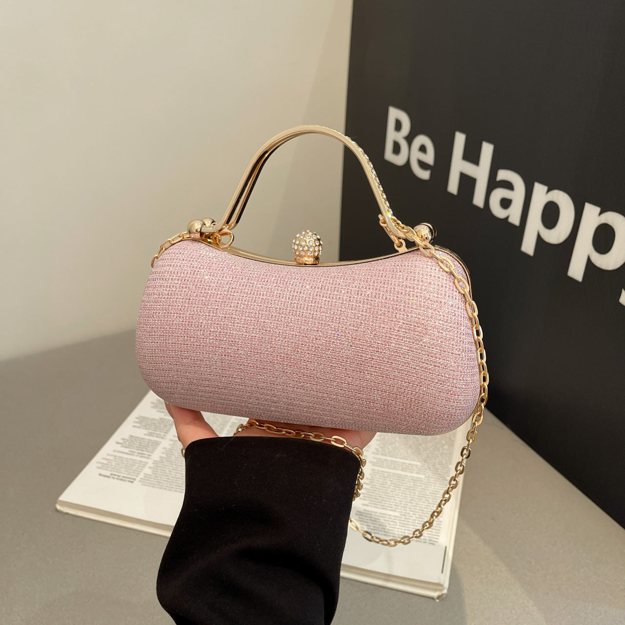 Chain sparkling diamond single shoulder crossbody bag