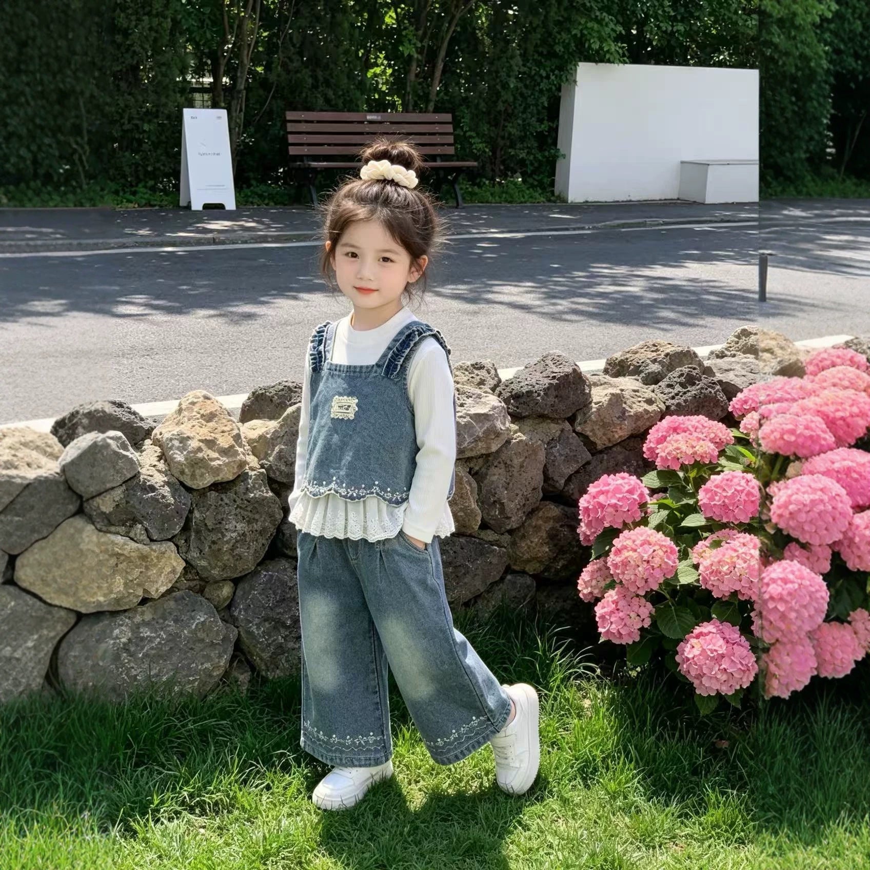 Cowboy vest long sleeved three piece set for children in autumn