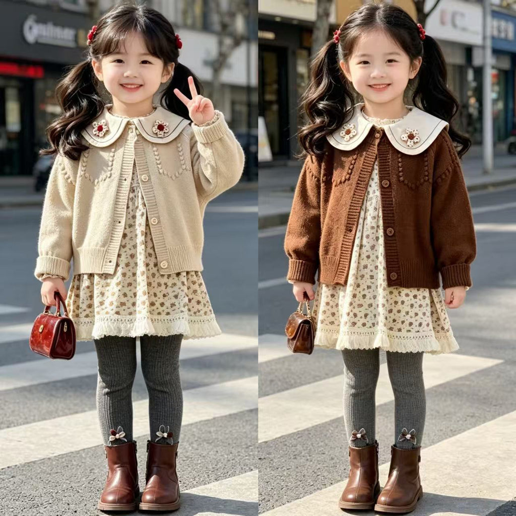 Autumn sweater jacket baby children's long sleeved three piece set