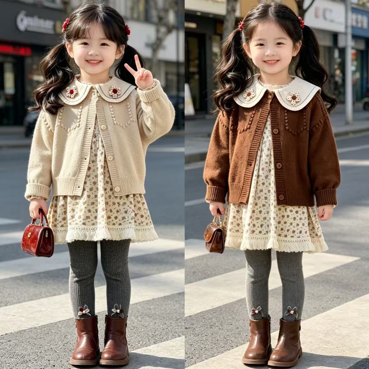 Autumn sweater jacket baby children's long sleeved three piece set