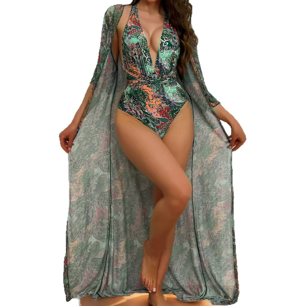 One-Piece Swimsuit for Women Deep V Neck Sexy Vacation Swimwear