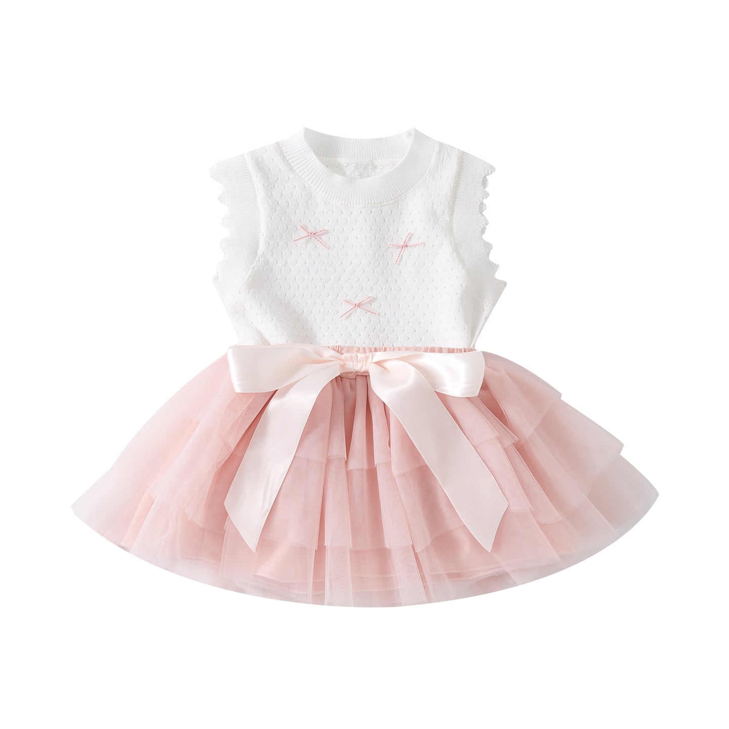 Charming Tulle Skirt Set for Girls Two-Piece Outfit