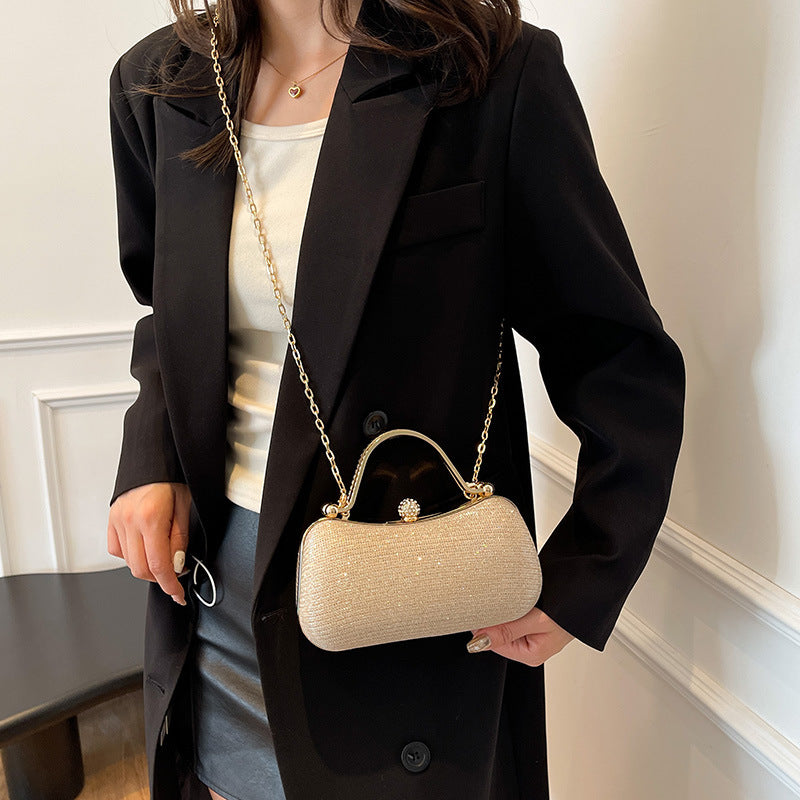 Chain sparkling diamond single shoulder crossbody bag