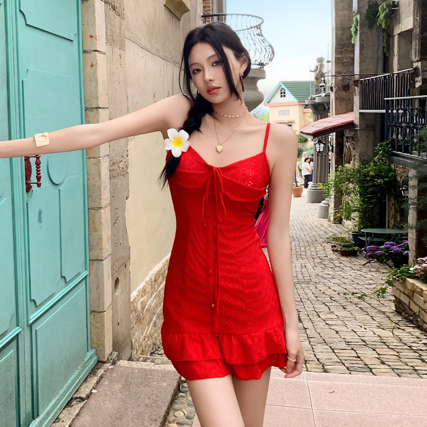 Swimsuit Women Trendy Double-Strap Conservative Vacation Swimwear