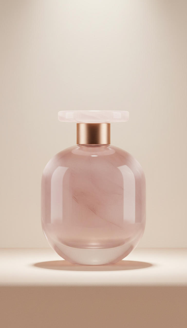 Rose Quartz Glass Fragrance Bottle with Faceted Stopper